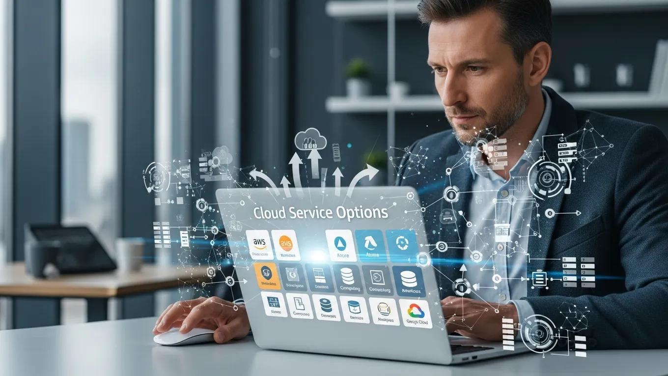 Business professional exploring cloud services for enhanced scalability and continuity