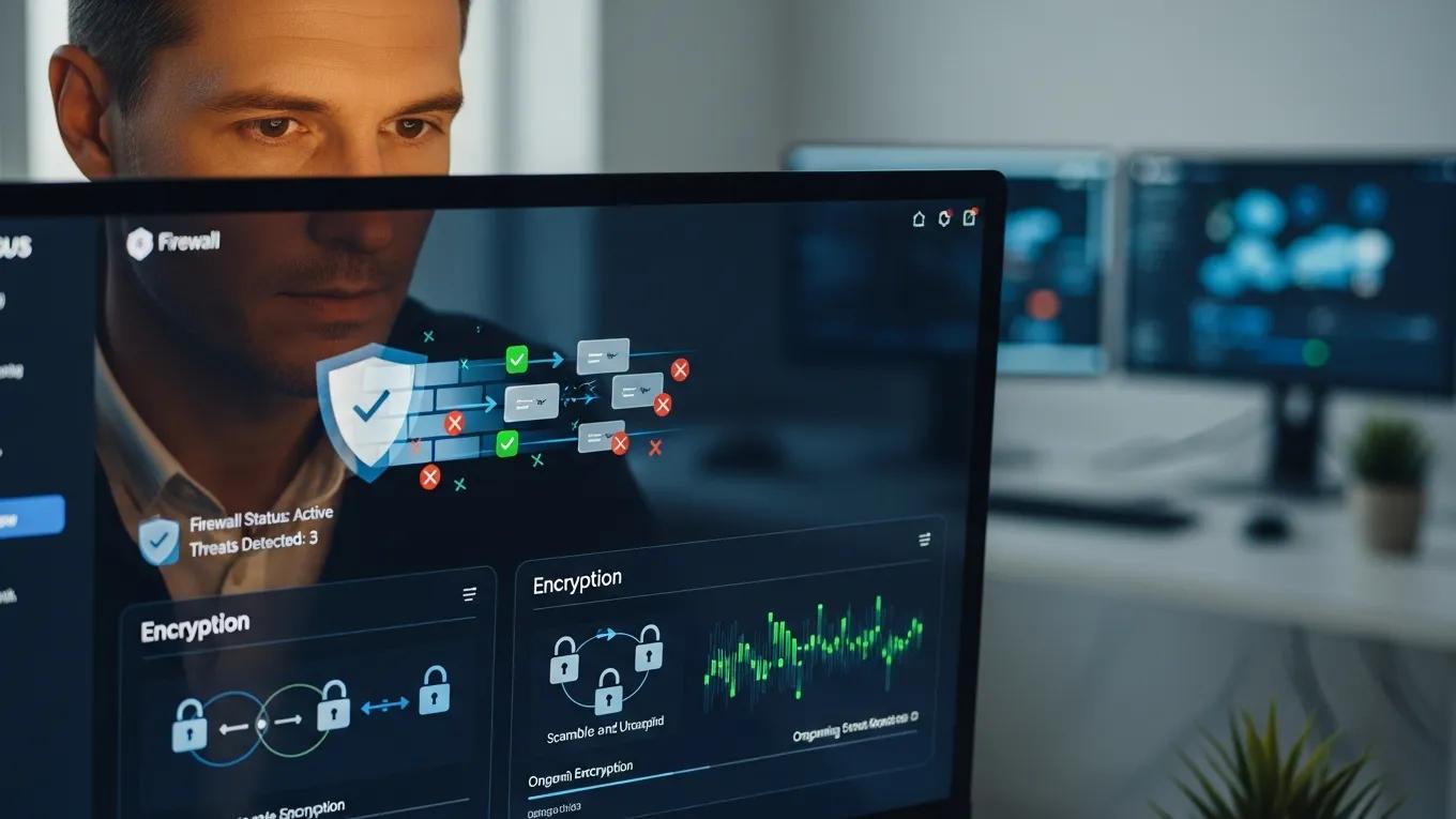 Professional examining network security solutions for small businesses
